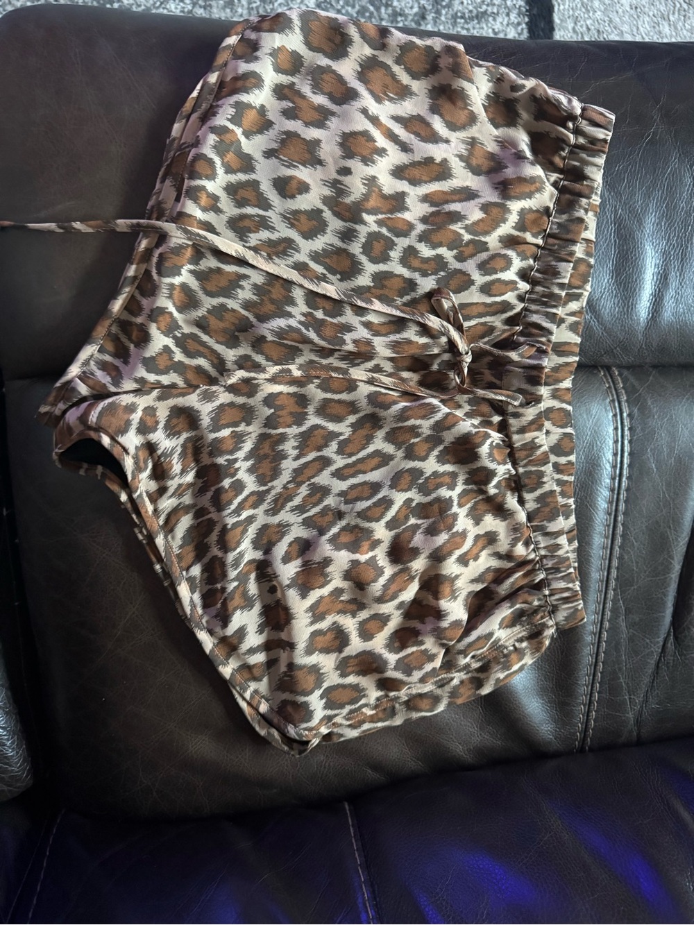 Leopard Print Women's Lounge Shorts - Brown